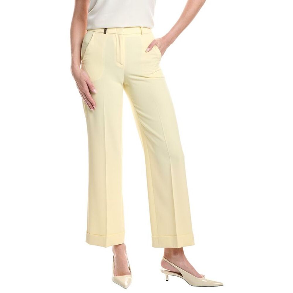 Peserico Womens  Solid Pant, Yellow